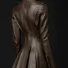 Abrigo de gabardina de estilo británico Nerazzurri de cuero para mujer, solapa de manga larga, moda para mujer, chaqueta suave ajustada 220928