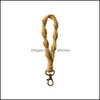 Keychains armband Nyckelring fl￤tad bomullsband nyckelh￥llare handgjorda boho handled lanyard rame smycken fob retro kvinnor g￥va jul d dhgr3