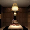 Hanglampen bamboe droplight kroonluchter licht Zuidoost -Azië Japanse stijl creatieve kooi holle lamp voor restaurant thee huis