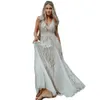 Dresses Bohemian Bridal Chiffon Lace Crochet Wedding A-Line Gowns Sleeveless Backless Summer Beach Country Style Robe De Mariage Nude Lining Ivory Color