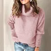 Swetry damskie Turtetelneck Sweter Kobiety retro grube zimowe vintage duże duże rozmiar 5xl dzianinowy beżowy różowy luźna elegancka dama