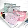 300 st mynt purses Lady PVC Transparent Love Prints Solid Short Wallet