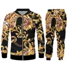 Tute da uomo IFPD Tuta da uomo Giacche stile barocco e pantaloni da jogging Set Stampato in 3D Golden Floral Luxury Donna Tute in 2 pezzi Streetwear G220927