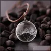 Pendant Necklaces Dried Dandelion Necklace Leather Chain Glass Ball Flower Birthday Gifts Fashion Necklaces Drop Delivery 2021 Jewelr Dhv5Z