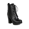 Boots Fashion Women Ankle Platform Lace Up High Heel Short Autumn Winter Zipper Punk Style Large Size 43