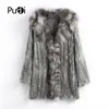 Womens Fur Faux CT903 Pudi Autumn Women äkta kaninrock med riktig krage lady casual vinterjacka Trench 220929