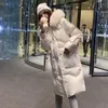 Frauen Unten 2022 Winter Weiße Ente Jacke Mittlere Und Lange Koreanische Version Große Tasche Mode Lose Verdickt