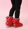 VENTE enfants Bailey 2 nœuds bottes en cuir véritable tout-petits bottes de neige solides Botas De nieve chaussures d'hiver pour filles Toddler Girls Boot