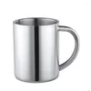 Cups Saucers Double Layer Children's Cup Stainless Steel Water With Cover Kindergarten Coffee Handle Anti Scalding