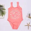 Women's Swimwear Brand Leaf Print Girl One Piece Swimsuit Summer Girls Kids Children Beachwear Kid Swimming Suit Monokini A273