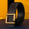 Designer Belt lyxiga kvinnor Mens b￤lten Fashion Classical Bronze Big Smooth Buckle Real Leather Strap 3,8 cm 6 F￤rg