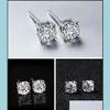 Charm Solitaire Charm 6mm 8mm Lab Diamond Stud Earring Real 925 Sterling Sier Jewelry Engagement Wedding örhängen för kvinnor Män släpper otzde