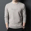 Mensagens de moda designer de marca de moda malha suéter masculino letra de tripulação imprimida slim fit Autum Winter Navy Jumper Men Roupos 220929