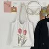 Bolsas de noche Moda Naranja Bolsa de lona Femenina Literaria Japonesa Estudiante Chaleco Ins Simple Impresión portátil Bolsos de hombro para mujeres