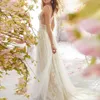 Casual Dresses Women Elegant Wedding Embridery Dress Sexig spets Floral Backless Aftonklänning Bridal White Spaghetti Strap Maxi Robe