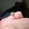 Cluster ringen mode hartvormige bruiloft diamant voor vrouwen echte witte goud dames verloving sieraden feestgeschenken accessoires