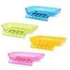 Soap Dishes 2pc Waterfall Dish Holder Non Slip Box Toilet Shower Tray Draining Rack Sink Sponge Bathroom Gadgets