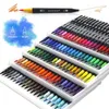 Markers Watercolor Art Brush Pen Dual Tip Fineliner Drawing for Calligraphy Painting 72 Colors Set Supplies 220929