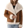 Frauen Pelz Faux Frauen Mode Langarm Dicke Warme Oberbekleidung Reine Farbe Teddy Echt Lamm Mantel Winter Freizeit Zipper 220929