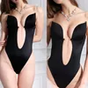 Womens Shaper Sexy U Plunge Backless Bodysuit Deep VNeck Seamless Thong Bottom Underwear Padded Push Up Body Shapewear Top for M6CD 220929