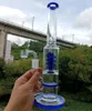 Blå tjockt glas Bong -vattenpipa med våren perc honungskaka filter rak olje riggar rökrör