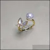 Jewelry Settings Shell Ring Settings Freshwater Pearls Rings For Women Pearl Finger Jewelry Fashion Adjustable Size Jewellery Gift Ac Dhllj