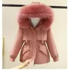 Femmes Parkas coton rembourré grande taille 2XL hiver grande fourrure veste femmes lâche mince chaud à capuche Parka manteau doudoune 220929