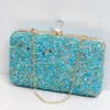 Evening Bags Blue Hand Bag For A Woman Stone Decoration Clutch Colorful Purse PU Handbags Women 2022 Designer Luxury Shoulder