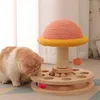 Cat Toys Mushroom Scratcher Pet Track Toy 3 In 1 Scratching Post Natural Sisal And Wood Base Grinding Claw Funny Interactive