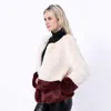 Women's Fur Faux Leather Coat Autumn and Winter Imitate Rex Rabbit Short Two Colors Women T220928