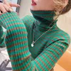 Women's Sweaters Autumn And Winter Striped High-neck Bottoming Shirt Sweater Women Korean Temperament Piled Pile Collar Soft Waxy Inner Top