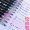 Markers 8/12 Colors Double Line Metallic Color Pen Magic Sketch Marker Glitter for Drawing Painting Scribbling Art School Supplies 220929