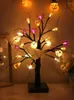 Dekoracje świąteczne Halloween Led Led Black Endish Birch Tree Light Pumpkin Ghost Ornament Decor do domowej sztucznej lampy