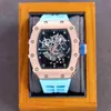 モダンウォッチウォッチ腕時計高級リチャルミルズデザイナーRM035メカニカルウォッチメンズパーソナリティ透明なホローワインバレル型ダイヤルファシオ7OQK