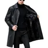 Herrgravrockar män läder casaco maskulino x-långa jackor mode ytterkläder jaqueta masculina 220928