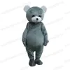 Costume de mascotte d'ours gris d'Halloween, thème animal, déguisement de carnaval pour hommes et femmes, tenue unisexe pour adultes, robe de fête d'anniversaire de noël