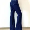Kvinnor Jeans Weekeep Women Streetwear Boot Cut Flare High midja Solid Skinny Denim Pants Summer Casual Blue Korean Fashion Capris 220928