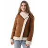 Frauen Pelz Faux Frauen Mode Langarm Dicke Warme Oberbekleidung Reine Farbe Teddy Echt Lamm Mantel Winter Freizeit Zipper 220929