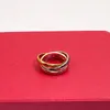 anel da série trinity tricolor banda banhada a ouro 18k joias vintage reproduções oficiais moda retrô diamantes avançados presente requintado marca de qualidade