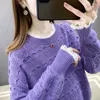 Kadın Sweaters 2022 Kadınlar Sonbahar Örme Kazak Gevşek Moda Dantelli Dikiş İnce Bölüm Boşa Sıcak İç Kadınlar