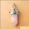 Colares pendentes homens Acessórios para joias da mulher quartzo hexagonal de reiki pendente de pedra natural Chakra Cura