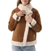 Frauen Pelz Faux Frauen Mode Langarm Dicke Warme Oberbekleidung Reine Farbe Teddy Echt Lamm Mantel Winter Freizeit Zipper 220929