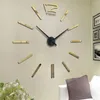 Wanduhren DIY Spiegeloberfläche Uhr Aufkleber Mute 3D Uhr Wohnzimmer Home Office Dekor Weihnachtsgeschenk Antik Mini DIA60cm