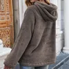 Pelliccia da donna Comoda Peluche Felpa con cappuccio Coulisse Calda Felpa Spessa Soffici Magliette e camicette Donna Allentata Oversize Poleron Mujer Inverno Tinta Unita