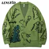 Męskie swetry Lenstid jesienne mężczyźni dzianina swetra Hip Hop Cute Dinosaur Jumper Sweater Streetwear Harajuku mody mody na dzianinu płaszcze 220930