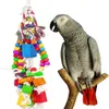 Andra fågelförsörjningar tugga leksak färgglada träblock pärlor svängande papegoja träning för parakit färg bomullsrep hängande i bur