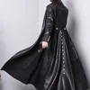 Women's Leather Faux Lautaro Autumn Long Skirted Red Black Trench Coat for Women Double Breasted Elegant Luxury Fashion 4xl 5xl 6xl 7xl 220929