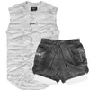 Men's Tracksuits Summer 2 PCs/Conjunto de esportes Sports Men's Suits Running camisas/coletes shorts Jogging Mens Sportswear Suit Fitness Gym Sets