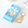 Baby Shower Favor Gold Bottle Opener Girl Boy Footprint Keychain Openers Birthday Party RRB15957