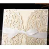 Cartes de voeux 10pcs / lot ivoire Laser Cut Elegant Wedding Invitations Lace Custom With Rubbon Birthday Party Supplies 220930